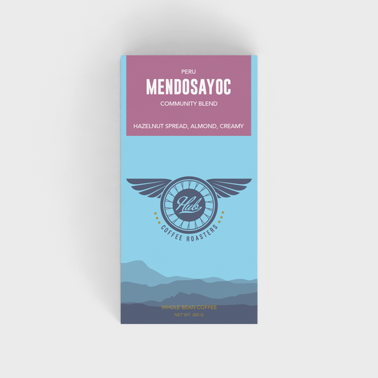 A 300g. bag of the Peru Mendosayoc medium roast coffee. 